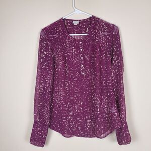 Converse Purple Printed Sheer Blouse Size Small